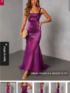 Vici Purple Satin & Sheer Maxi Dress